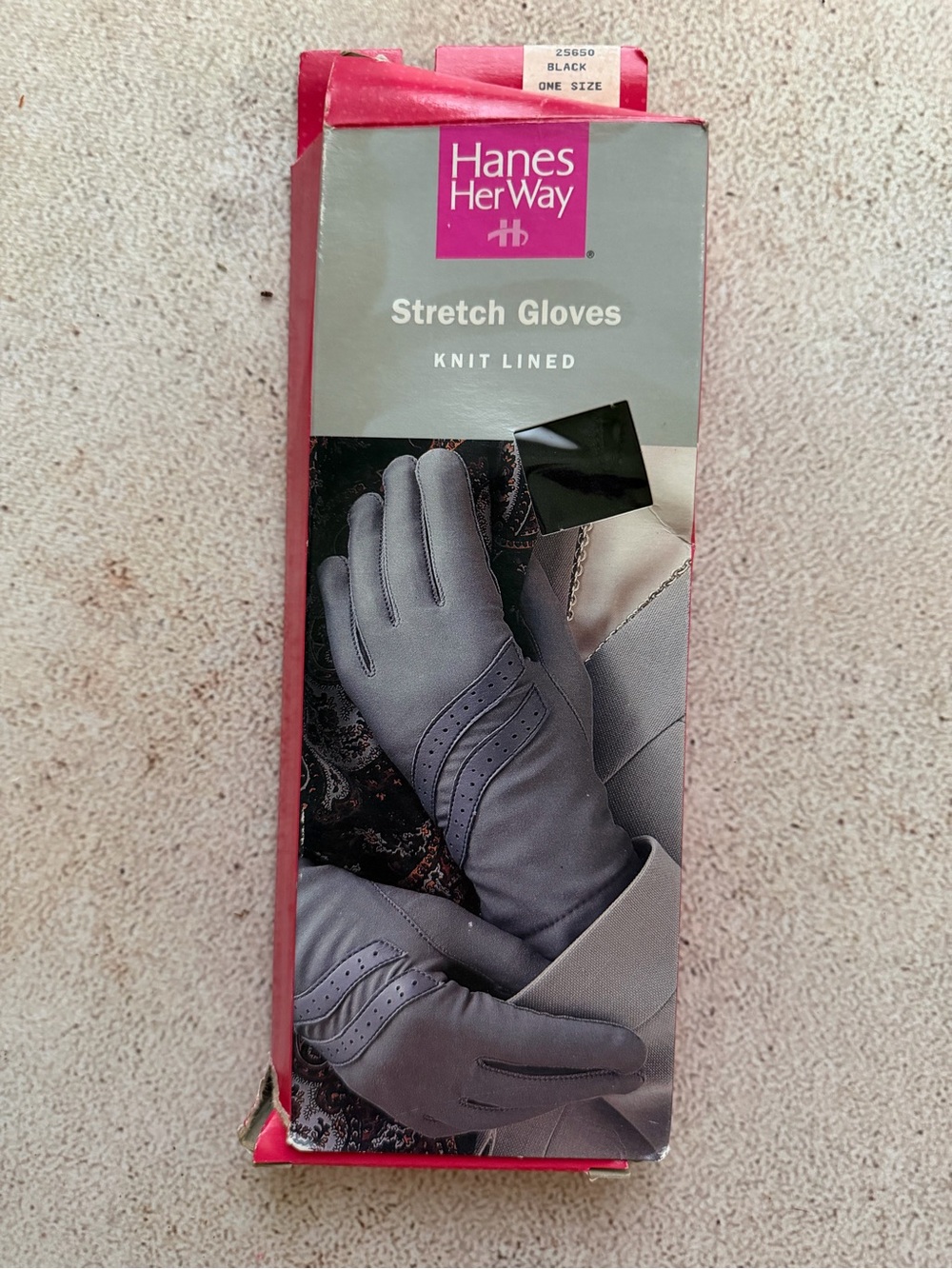 Hanes Her Way Stretch Knit-Lined Driving Gloves in Black